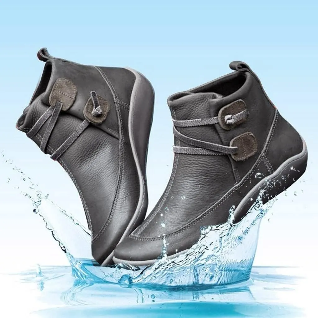 Ankle Boots for Women Retro Leather Zipper Booties V Cut Round Toe Low Heels Boots Classic Western Cowboy Boots