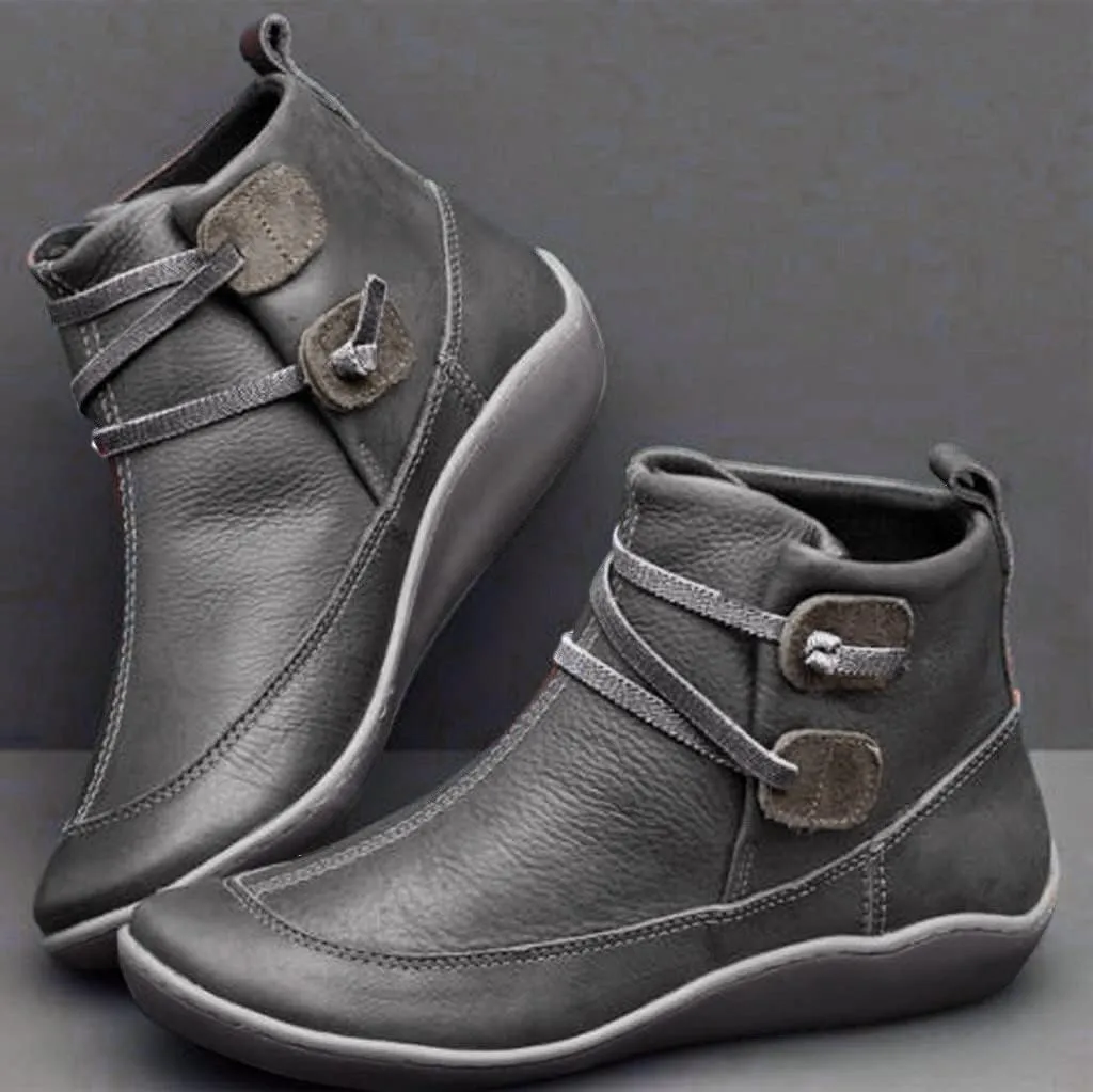 Ankle Boots for Women Retro Leather Zipper Booties V Cut Round Toe Low Heels Boots Classic Western Cowboy Boots
