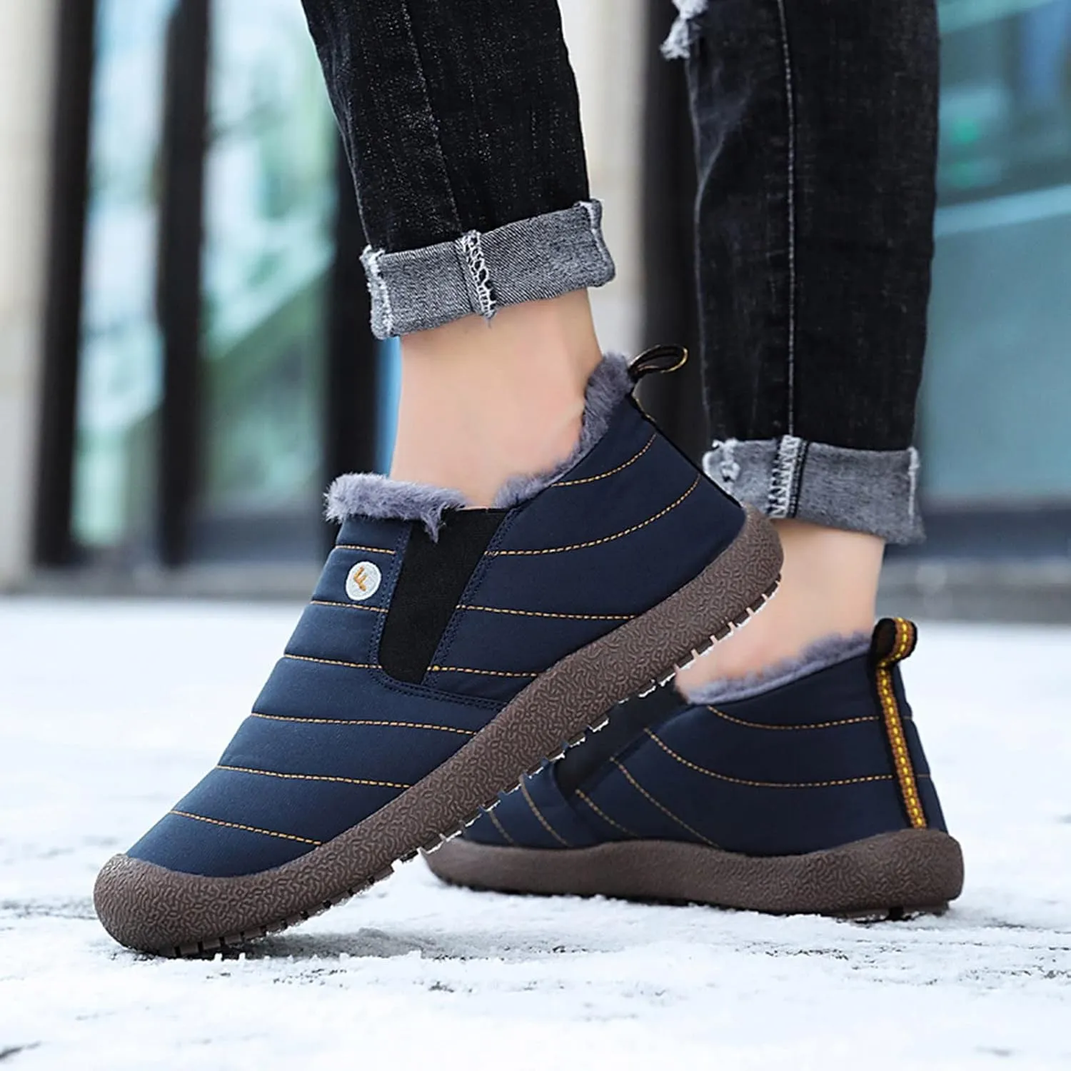 Fashion Winter Women Snow Boots Flat Soft Bottom Non Slip Warm and Comfortable Slip On Solid Mid Calf Boots for Women