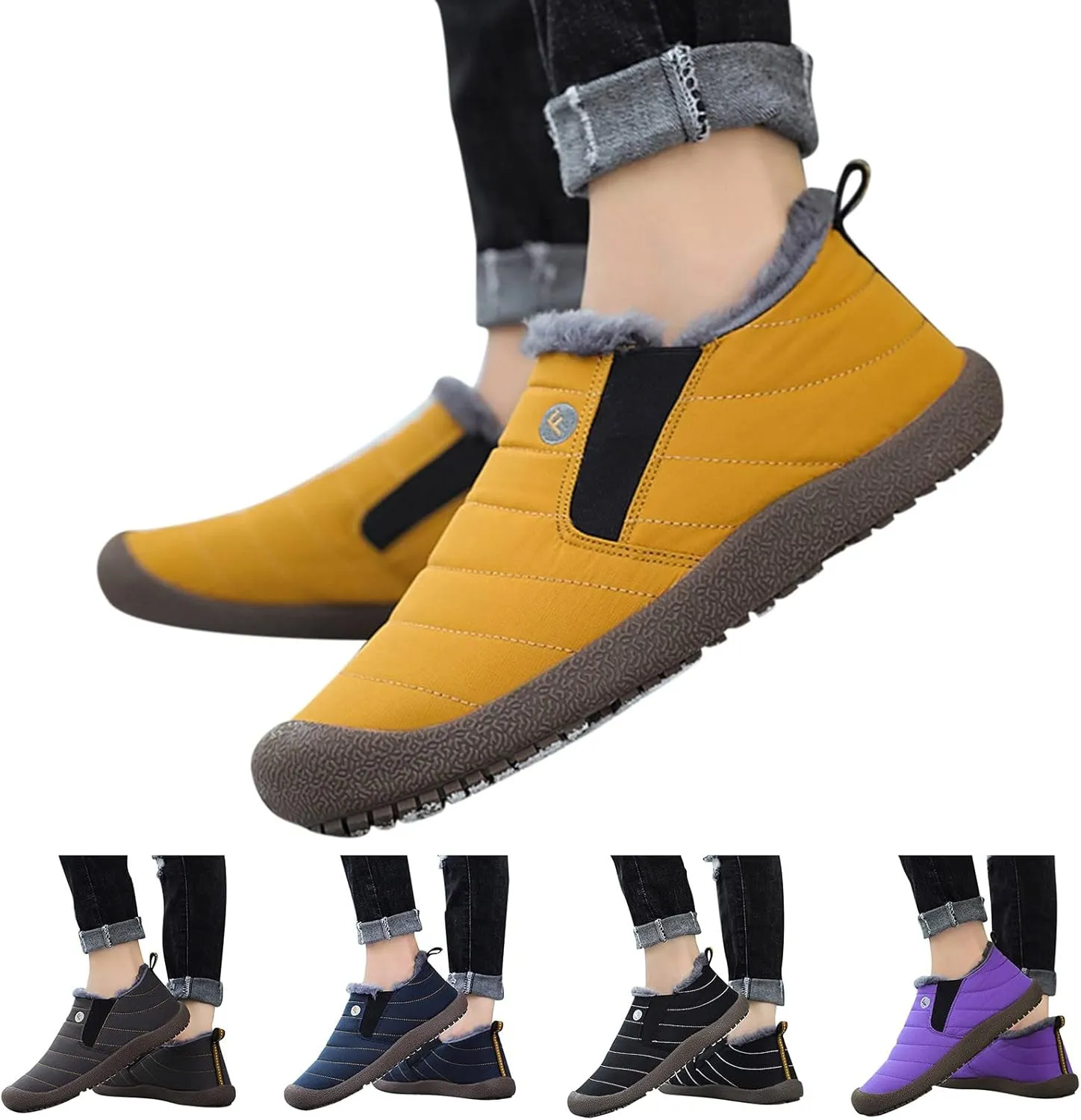 Fashion Winter Women Snow Boots Flat Soft Bottom Non Slip Warm and Comfortable Slip On Solid Mid Calf Boots for Women