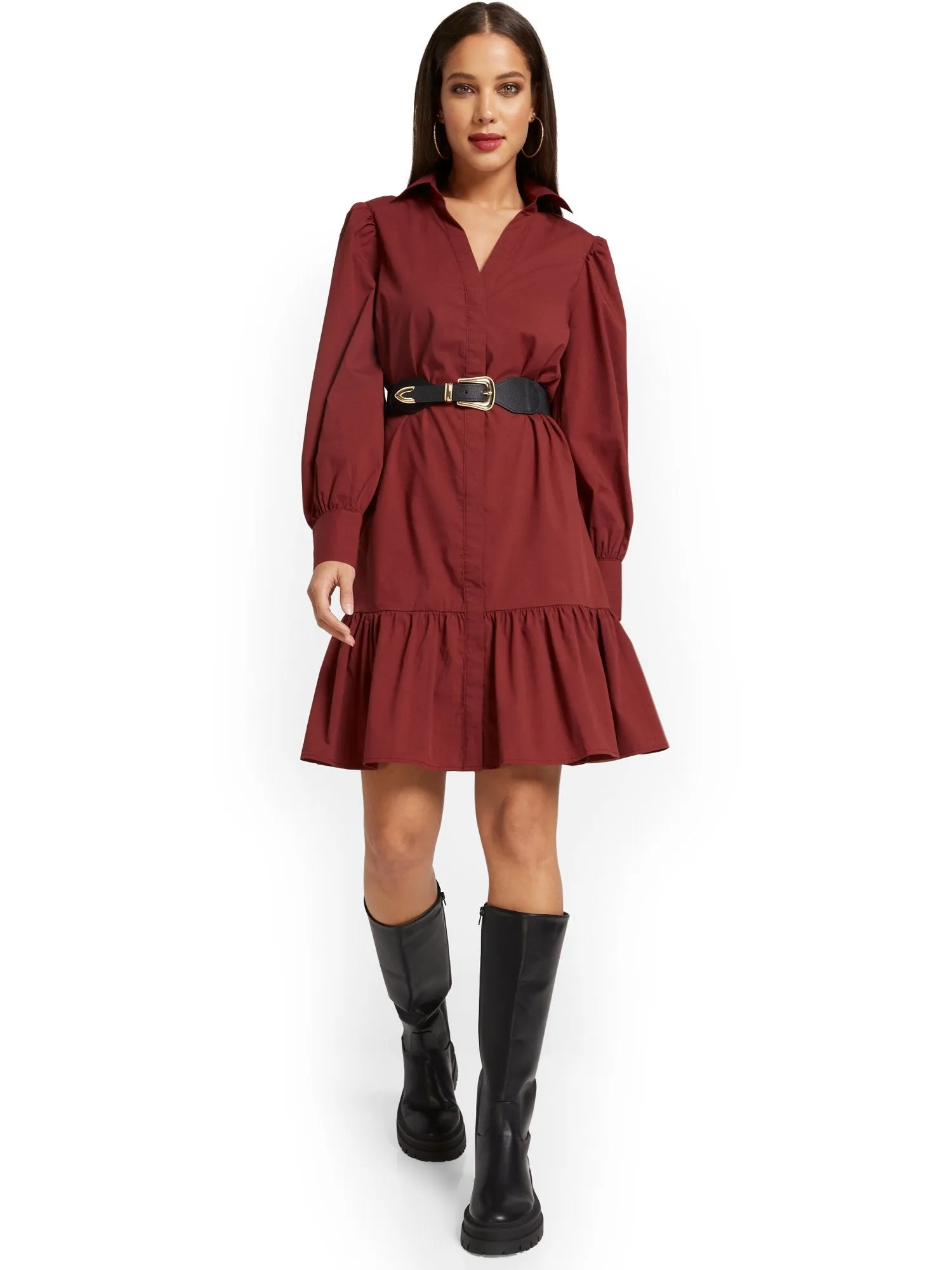 Flounced Shirtdress