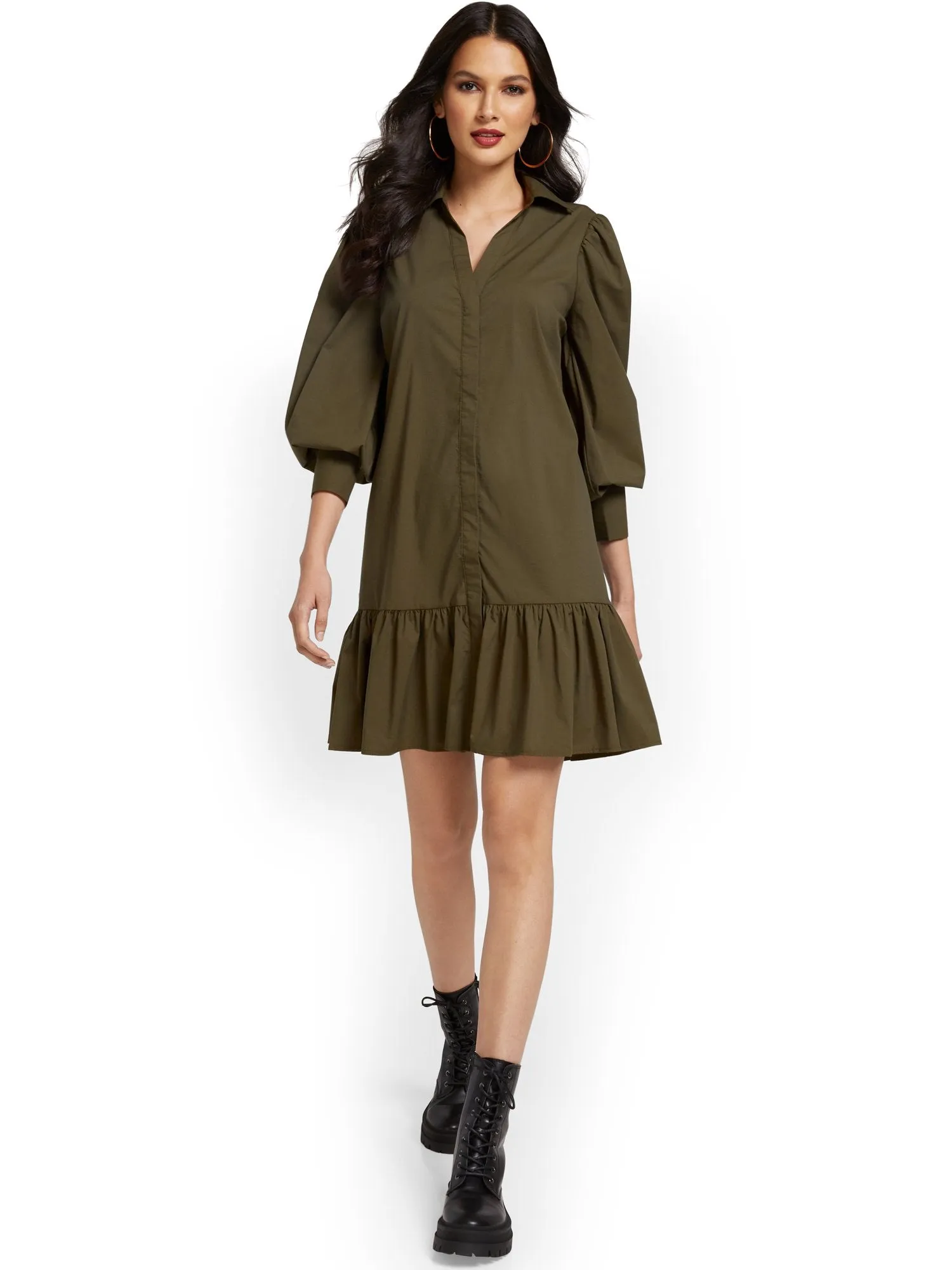 Flounced Shirtdress