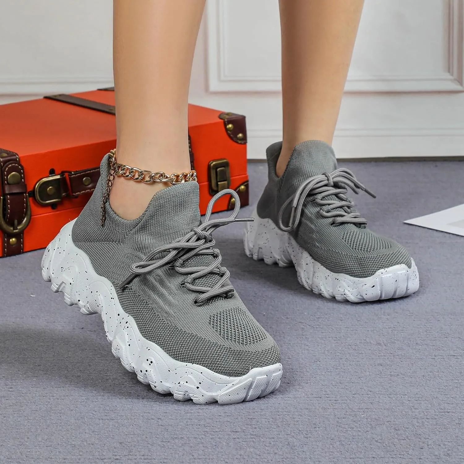 Kubbon Slip on Shoes Women Lightweight Breathable Non Slip Running Shoes Casual Orthopedic Walking Sneakers with Arch Support Plus Size Fashion Sneakers