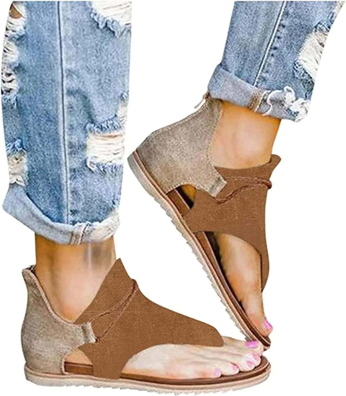 Ladmiple Sandals Women Dressy Summer 2023 Clip Toe T-Strap Gladiator Flip Flop Sandal Causal Beach Travel Platform Shoes