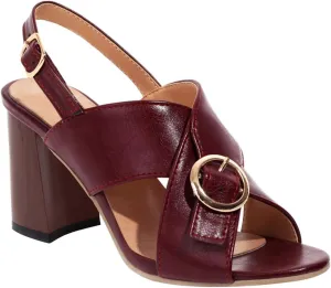 Womens Cross Strap Sandals Chunky Heel Fashion Metal Buckle Fish Mouth Open Toe Thick High Heel Shoes Summer Solid Color Block Heel Shoes